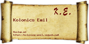 Kolonics Emil névjegykártya