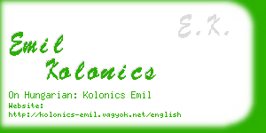 emil kolonics business card